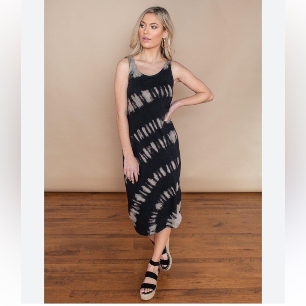 RD style midi tie dye dress black and cream color size medium